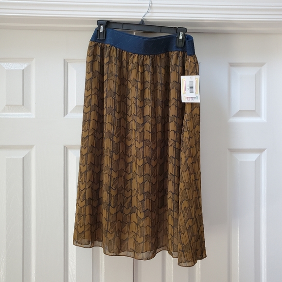 NWT LuLaRoe Lola Navy Flowy Midi Skirt, 2XL